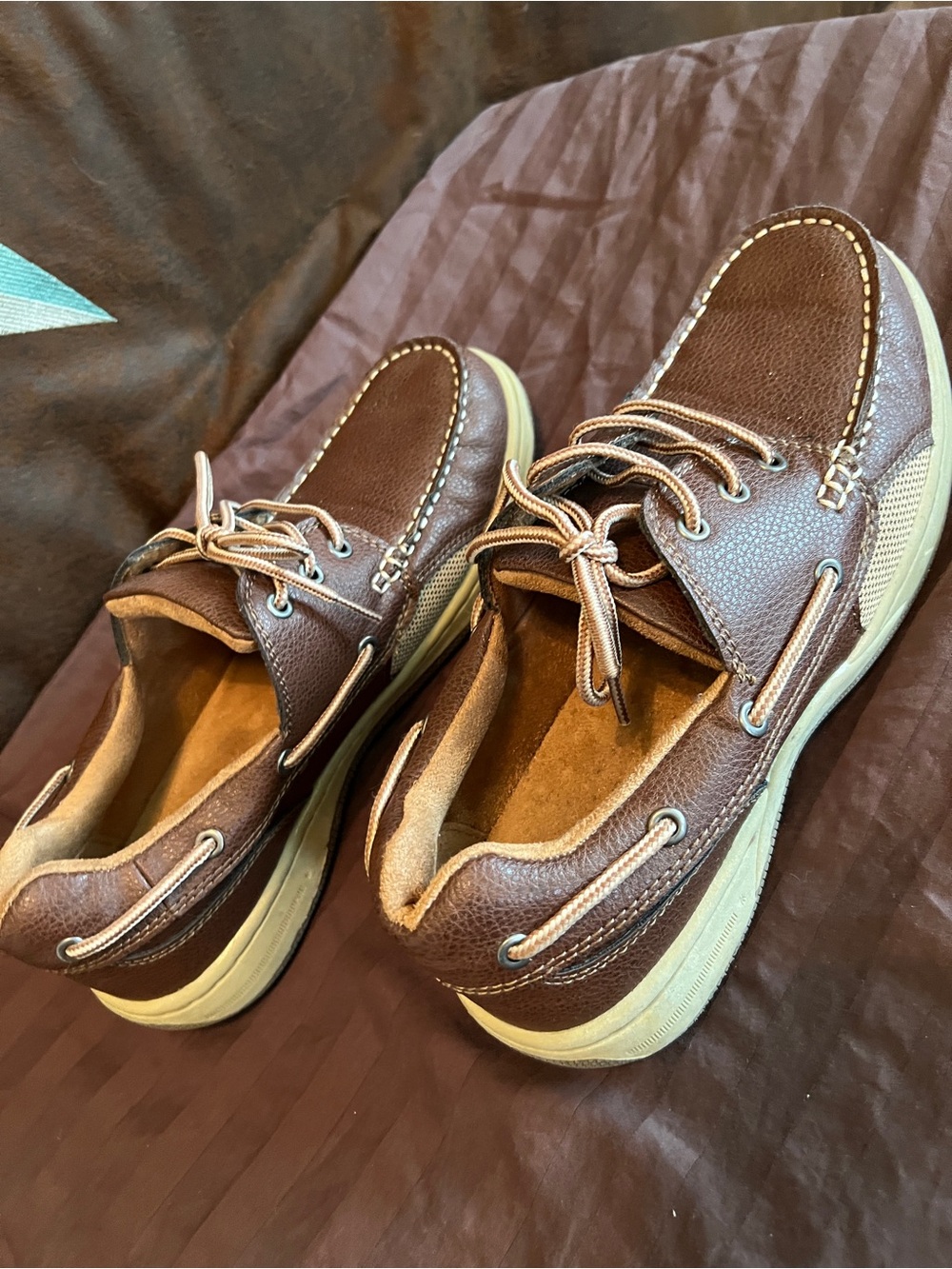 Benjamin Walk Brown Leather Boat Shoes with Tan Soles